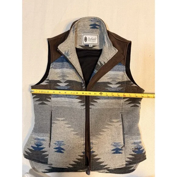 Vintage Aztec Wool Vest Pull Over-Size M Outback Trading Co. Western Wear Aztec - Picture 7 of 14